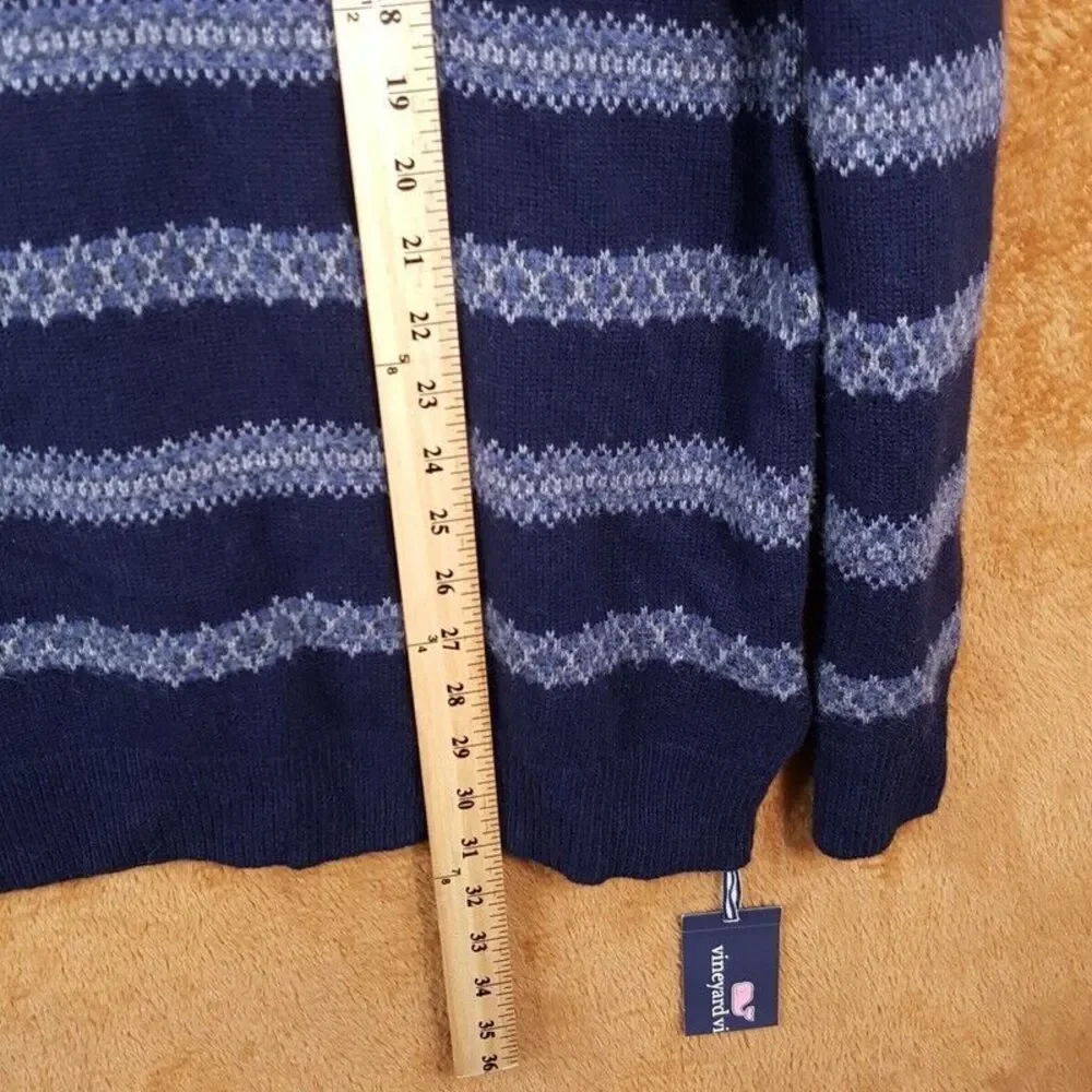VINEYARD VINES Sweater Mens XL Blue 1/4 Zip Pullover Fair Ilse Stripe Wool $188